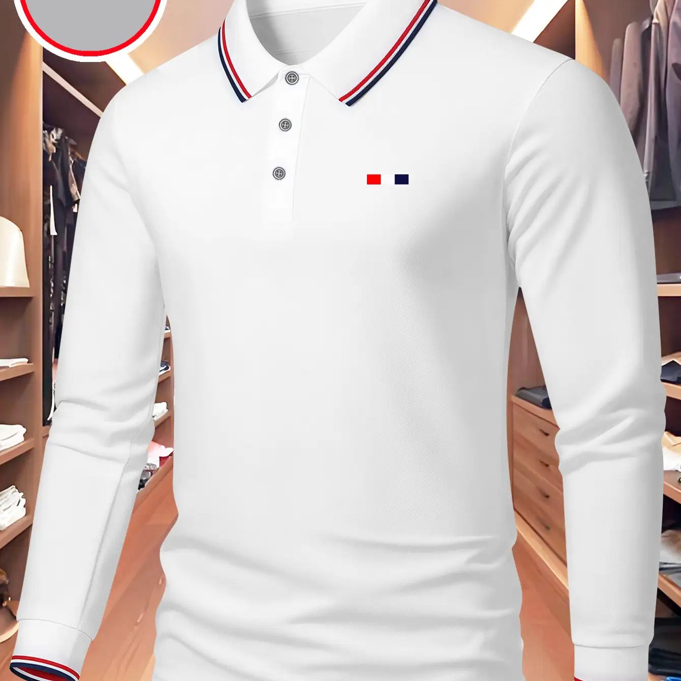Men'S Slim-Fit All-Season Long-Sleeve Shirt - Full-Body Print with French Flag Design, Turn- Collar & Red/White Piping - Breathable for Golf, Business Casual & Casual Attire - Versatile Workwear & Outdoor Sports Shirt - Ideal