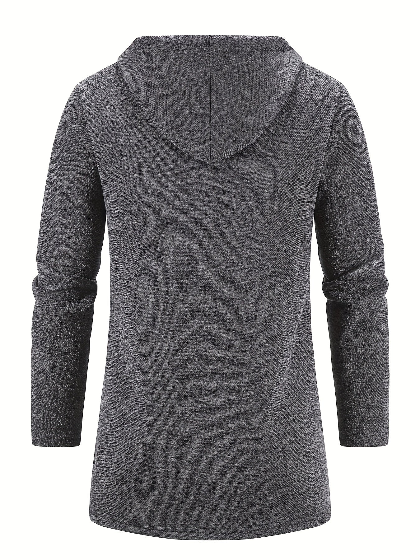 Men'S Fleece-Like Warmth Hooded Cardigan Jacket - Mid-Length Zipper Front Windbreaker Coat with Full-Zip Closure, Loose Fit Long Sleeve Winter Outerwear, Polyester Shell & Pockets for Casual & Semi-Formal Outfits (Autumn/Wint