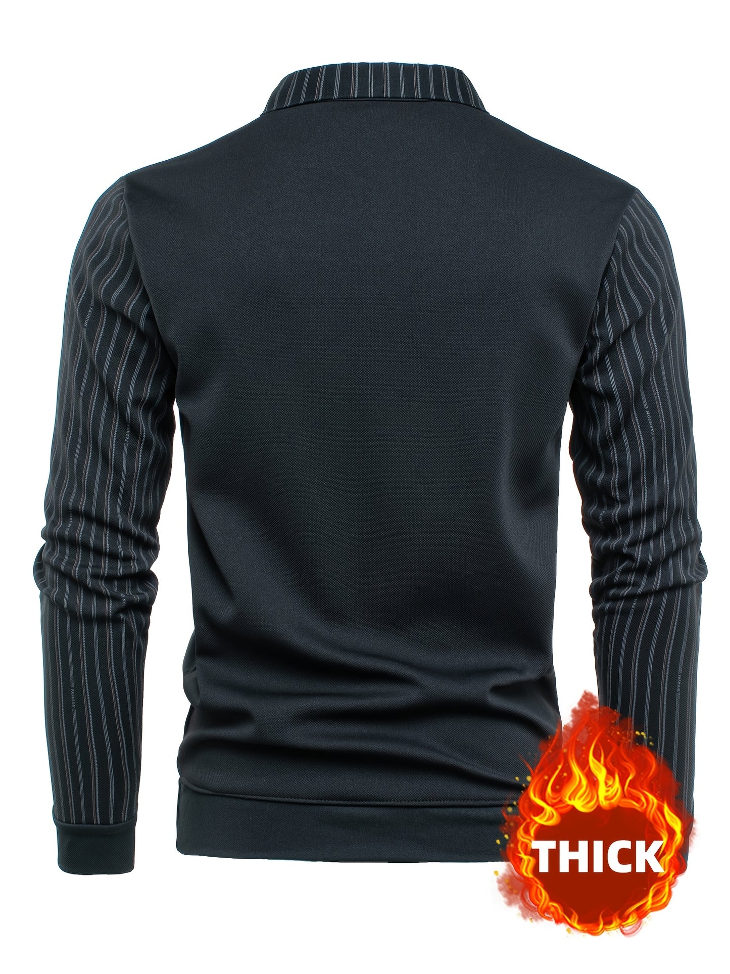 New Autumn And Winter Plush Men'S Long-Sleeved Fake Two-Piece Vest Design, Diamond-Shaped Decorative Stickers on The Chest, Pinstripe Lining, Soft And Warm for Daily Travel, Casual And Versatile, Light Business Fashion Lapel