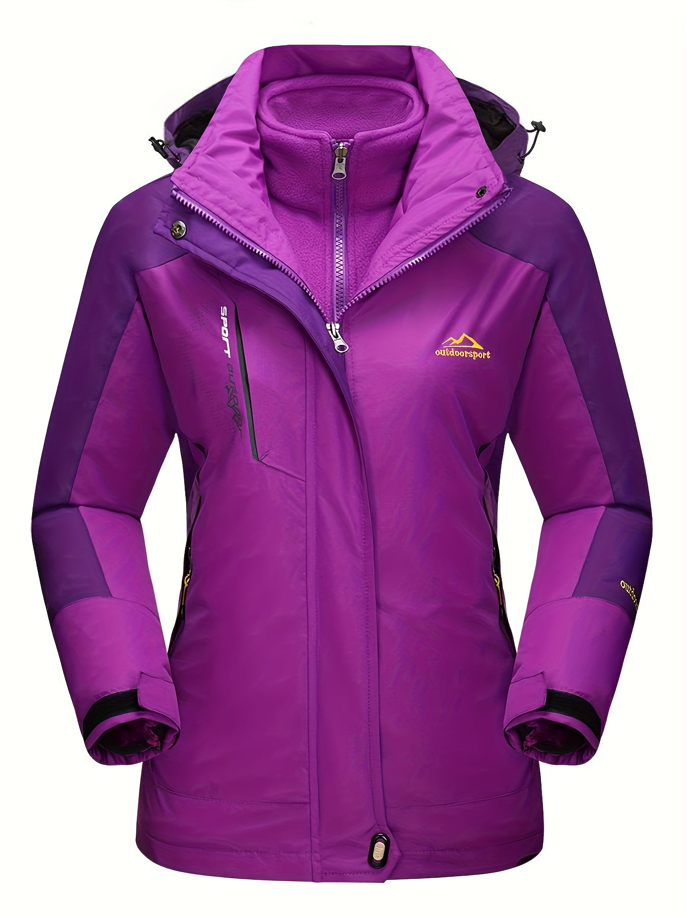 Women'S 3-in-1 Winter Coats Snow Ski Jacket Fleece Lined Winter Jacket Parka Windproof Hiking Hooded Coat Multi-pocket Winter Camping Parka Wear Resistant Snowboarding Warm Fleece Jacket