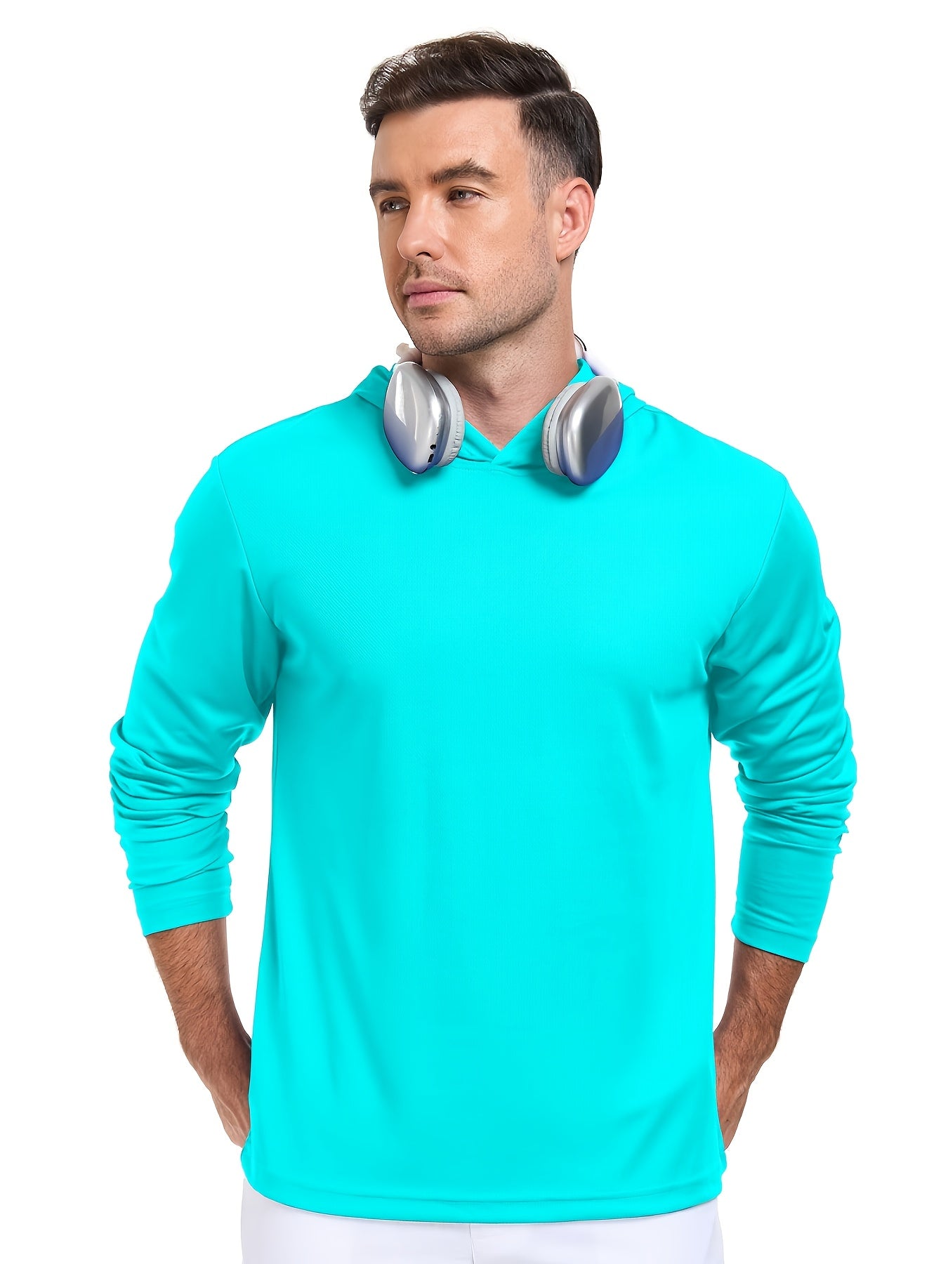 6pcs Men's UPF 50+ Hoodie Shirts Long Sleeve Fishing Swim Beach SPF Quick Dry Lightweight, Swimwear, Beachwear, Sporty Design, Activewear, Durable Construction, Stretchable Fabric, Performance Wear, Uv Protection Shirt, Sport