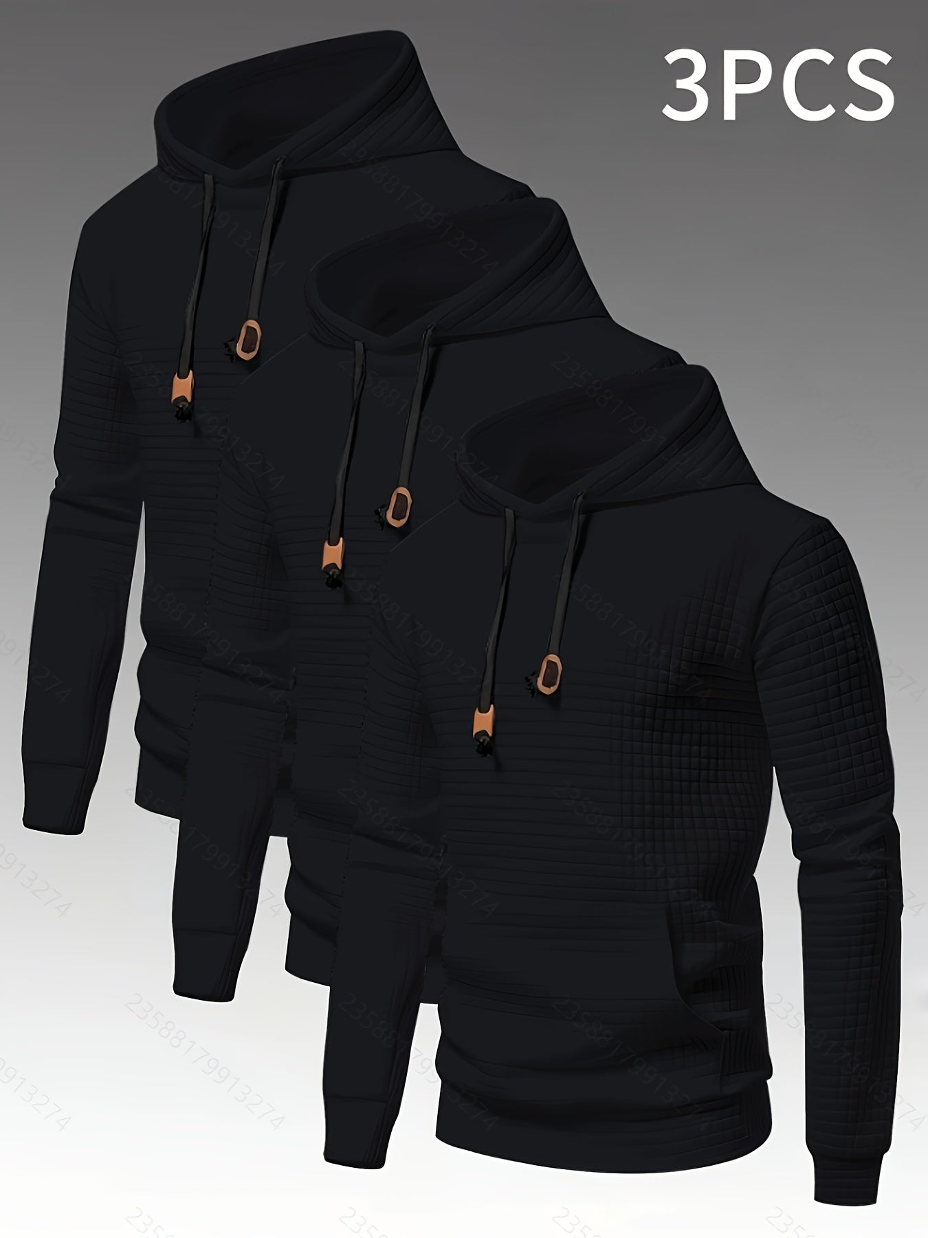 [Heavy-Duty Hooded Sweatshirts] 3pcs Heavy-Duty Men's Hooded Sweatshirts | Pullover Hoodies with Kangaroo Pocket, Dark Grey/Charcoal, Machine Washable Non-Stretch Fabric for Gym, Everyday & Formal Wear - Minimalist Men's Ward