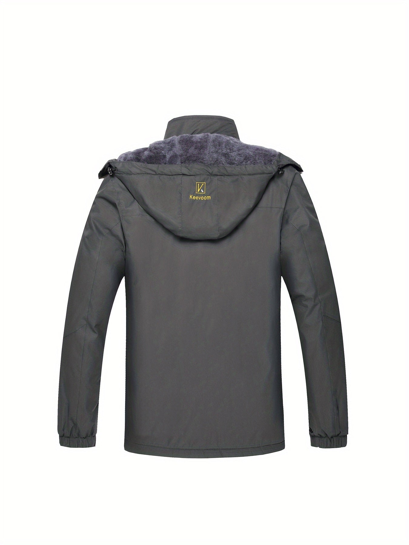 Keevoom Men's Fleece-Lined Jacket Hooded High Quality Windproof Shell Coat with Full-Zip, Hood & Pockets - Loose Fit Winter Sports Gear for Skiing, Snowboarding, (Grey) - Machine Washable, Winter Jacket For Women, Winter Jack