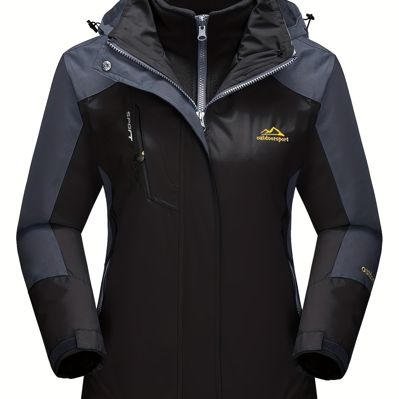 Women'S 3-in-1 Winter Coats Snow Ski Jacket Fleece Lined Winter Jacket Parka Windproof Hiking Hooded Coat Multi-pocket Winter Camping Parka Wear Resistant Snowboarding Warm Fleece Jacket