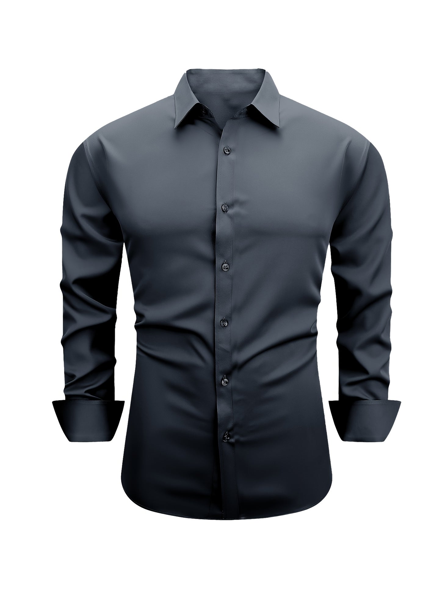 7pcs Set Men's Wrinkle-Resistant Non-Iron Shirts - Heavy-Duty Stretch Fabric Dress Shirts (, White, Black, Burgundy) - All-Season Office, Business & Casual Wear - Tummy Control Collared Button-Up Long Sleeve Button-