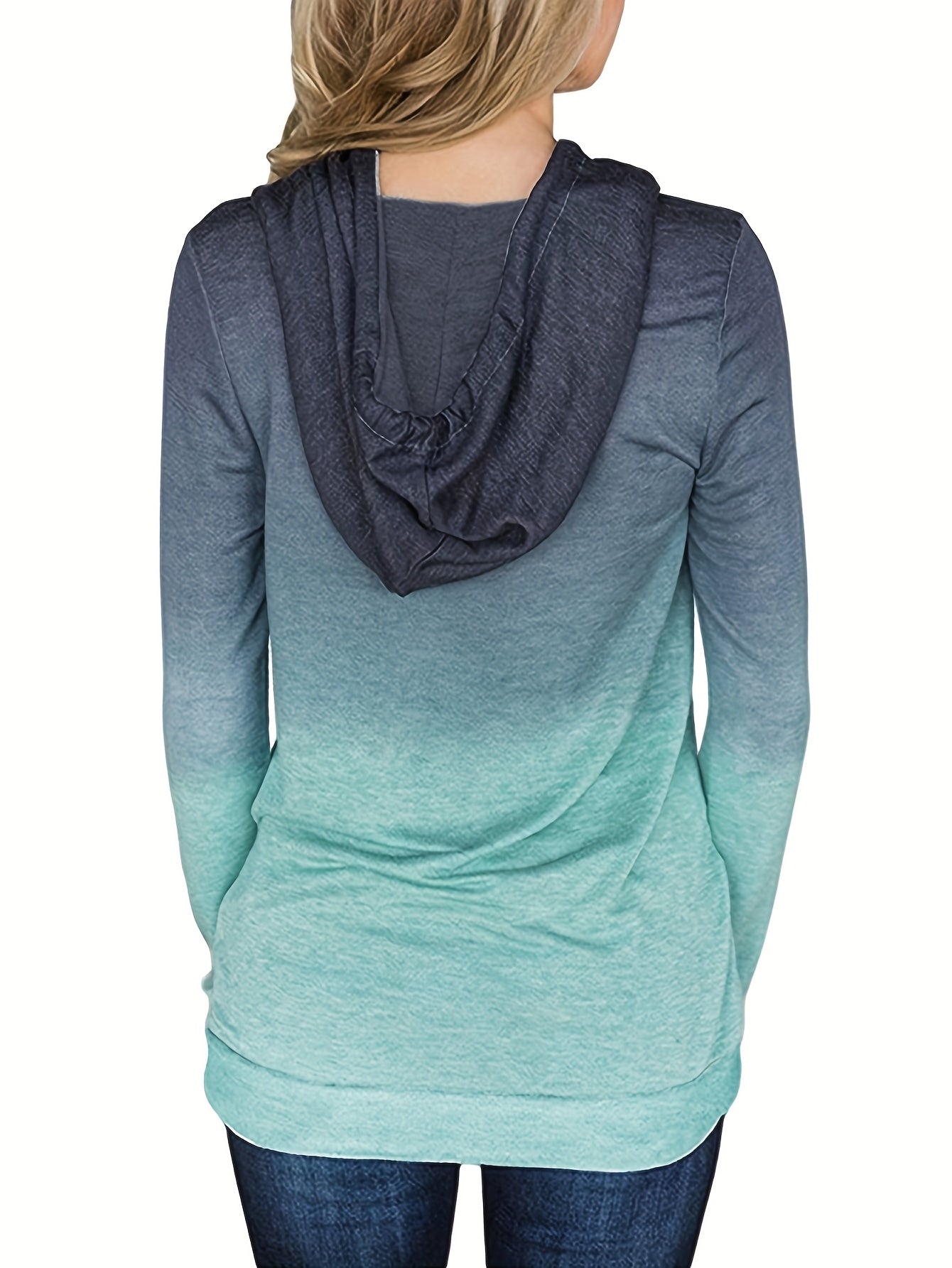 Women's All-Over Print Hooded Sweatshirt - Oversized Long Sleeve Winter Hoodie with Drawstring Hood & Front Pocket, Casual Grey & Black Sweater Jacket (Machine Washable) for Fall and Winter Layering