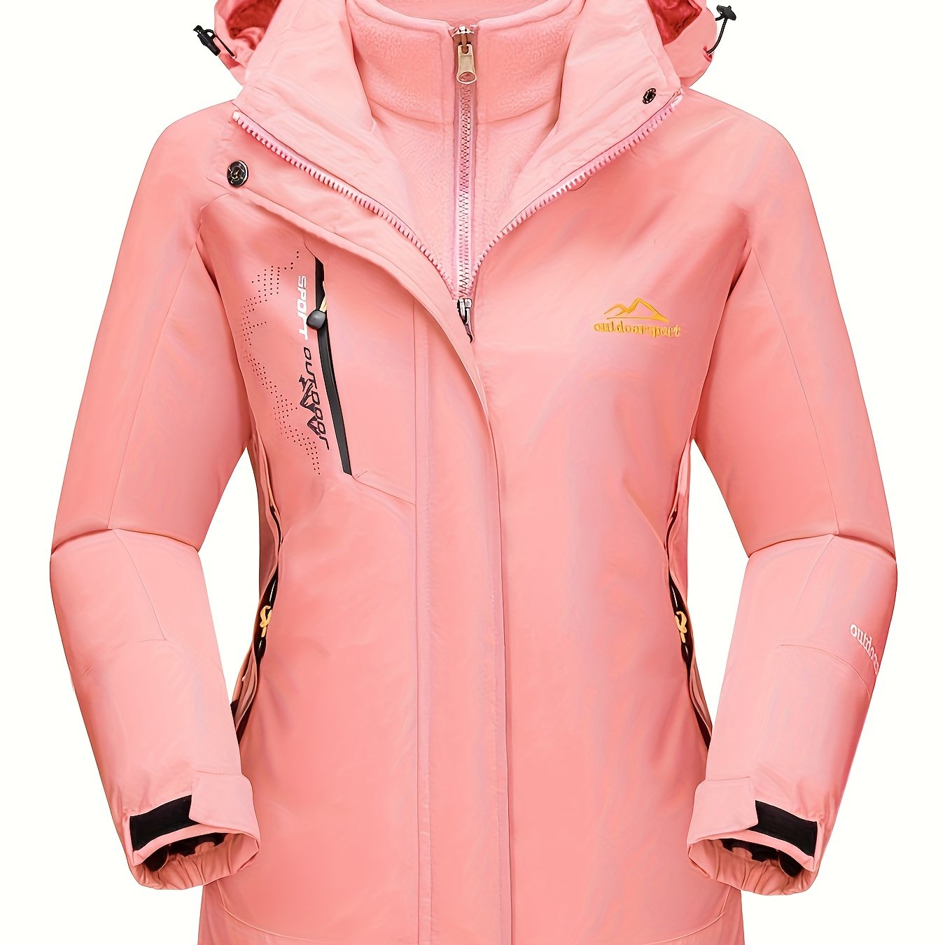 Women'S 3-in-1 Winter Coats Snow Ski Jacket Fleece Lined Winter Jacket Parka Windproof Hiking Hooded Coat Multi-pocket Winter Camping Parka Wear Resistant Snowboarding Warm Fleece Jacket