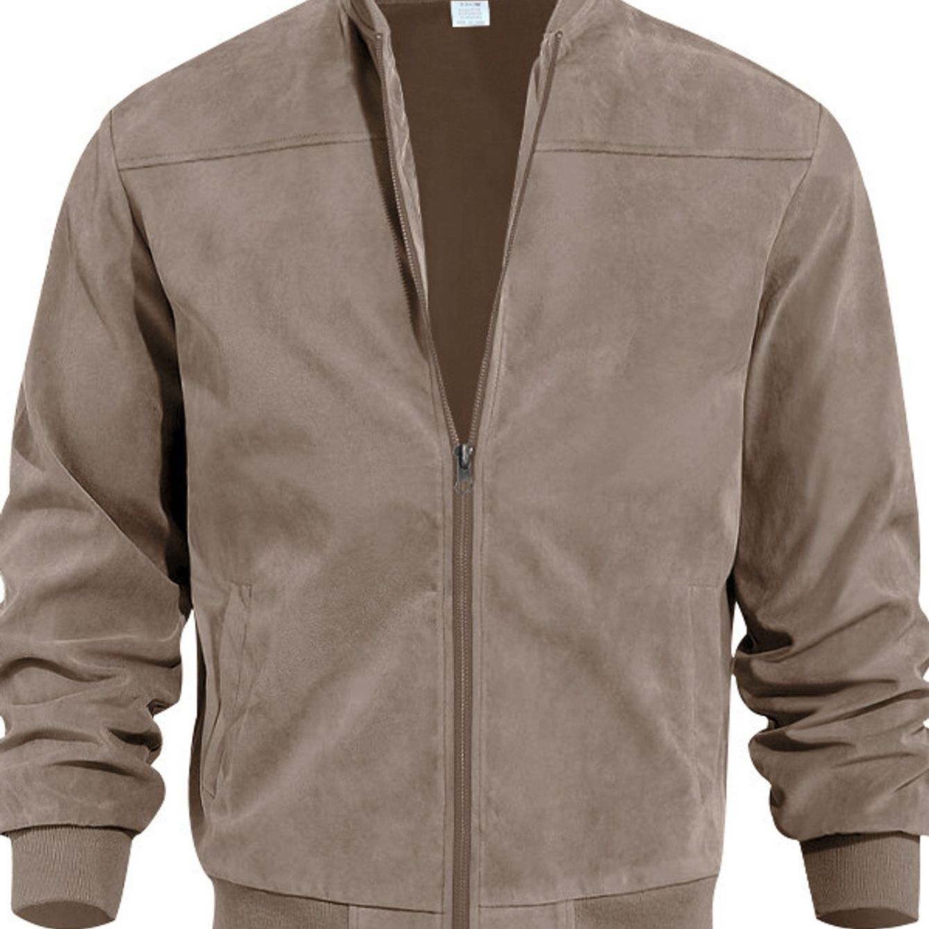 Men's Slim Fit Full-Zip Stand Collar Jacket - Luxury Full-Zip Closure, Zippered Pockets, Outerwear Coat for Fall/Winter, Navy Blue/Black/Other Colors, Machine Washable & Wrinkle-Resistant Casual to Formal Events, Patchwork De