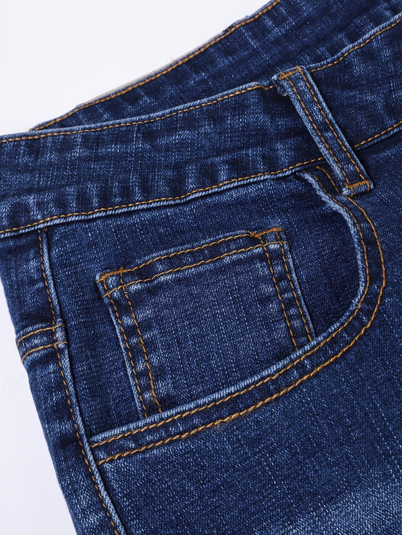 Mens Jeans with Elastic Distressed Embroidery, Slim Fit And Slimming Effect, Deep Blue Distressed Mens Clothes, Suitable for All Seasons