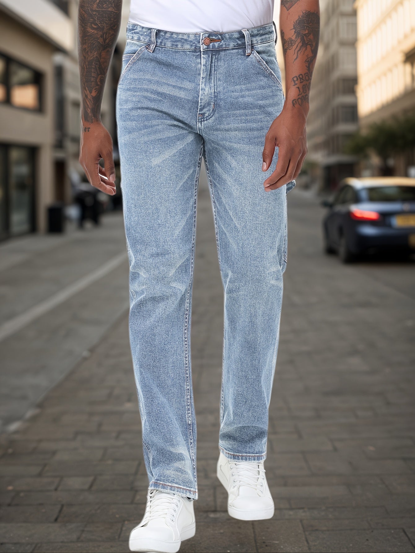 Men'S Regular Fit Stretch Carpenter Pants Durable Comfortable Utility Work Jeans For Daily Wear