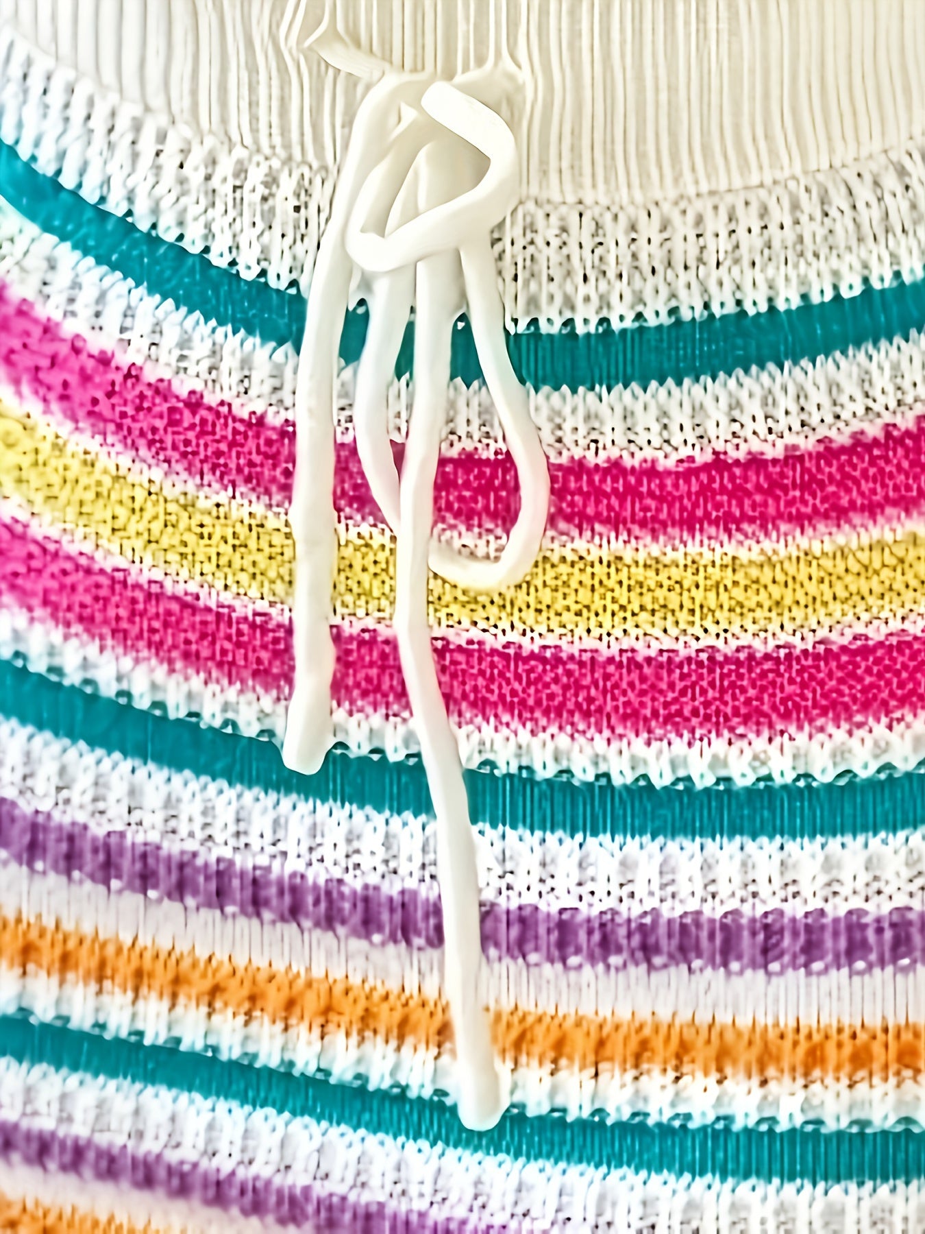 Women'S Colorful Striped Crochet Knit Top and Skirt Set - Sexy Sleeveless Halter Neck with Drawstring Waist, Acrylic 100.0%, Vibrant Green, Casual Summer Outfit, Crochet Accessories