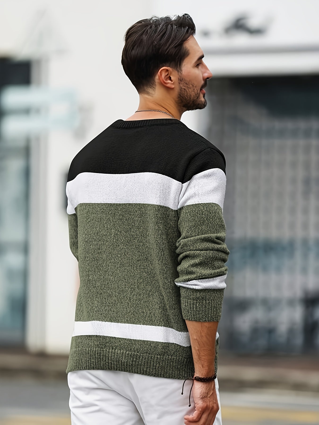 Men's Fall Winter Sweater-Stretchy Non-Transparent Pullover, Soft Knit Sweater for Everyday & Formal Outfits, Cold Weather Office Party Sweater - Easy Care Round Neck Sweater for Men, Knitted Sweater, Comfortable Fit, Medium