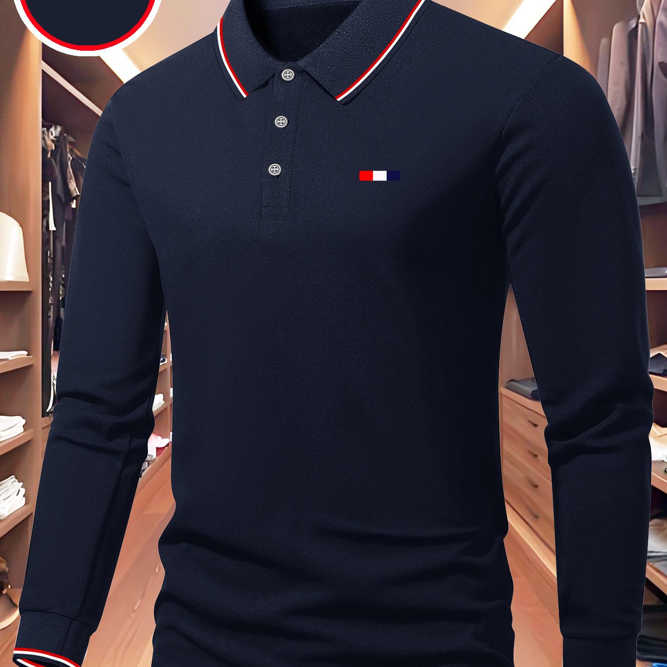 Men'S Slim-Fit All-Season Long-Sleeve Shirt - Full-Body Print with French Flag Design, Turn- Collar & Red/White Piping - Breathable for Golf, Business Casual & Casual Attire - Versatile Workwear & Outdoor Sports Shirt - Ideal