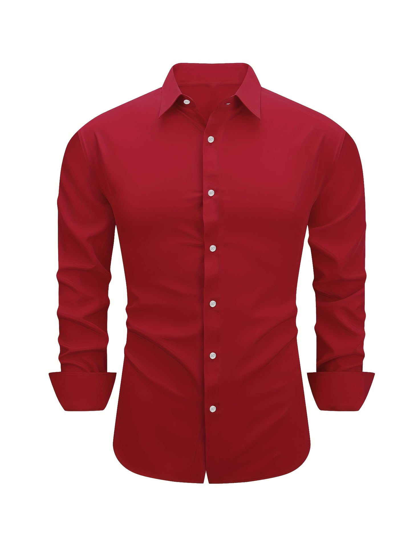 7pcs Set Men's Wrinkle-Resistant Non-Iron Shirts - Heavy-Duty Stretch Fabric Dress Shirts (, White, Black, Burgundy) - All-Season Office, Business & Casual Wear - Tummy Control Collared Button-Up Long Sleeve Button-