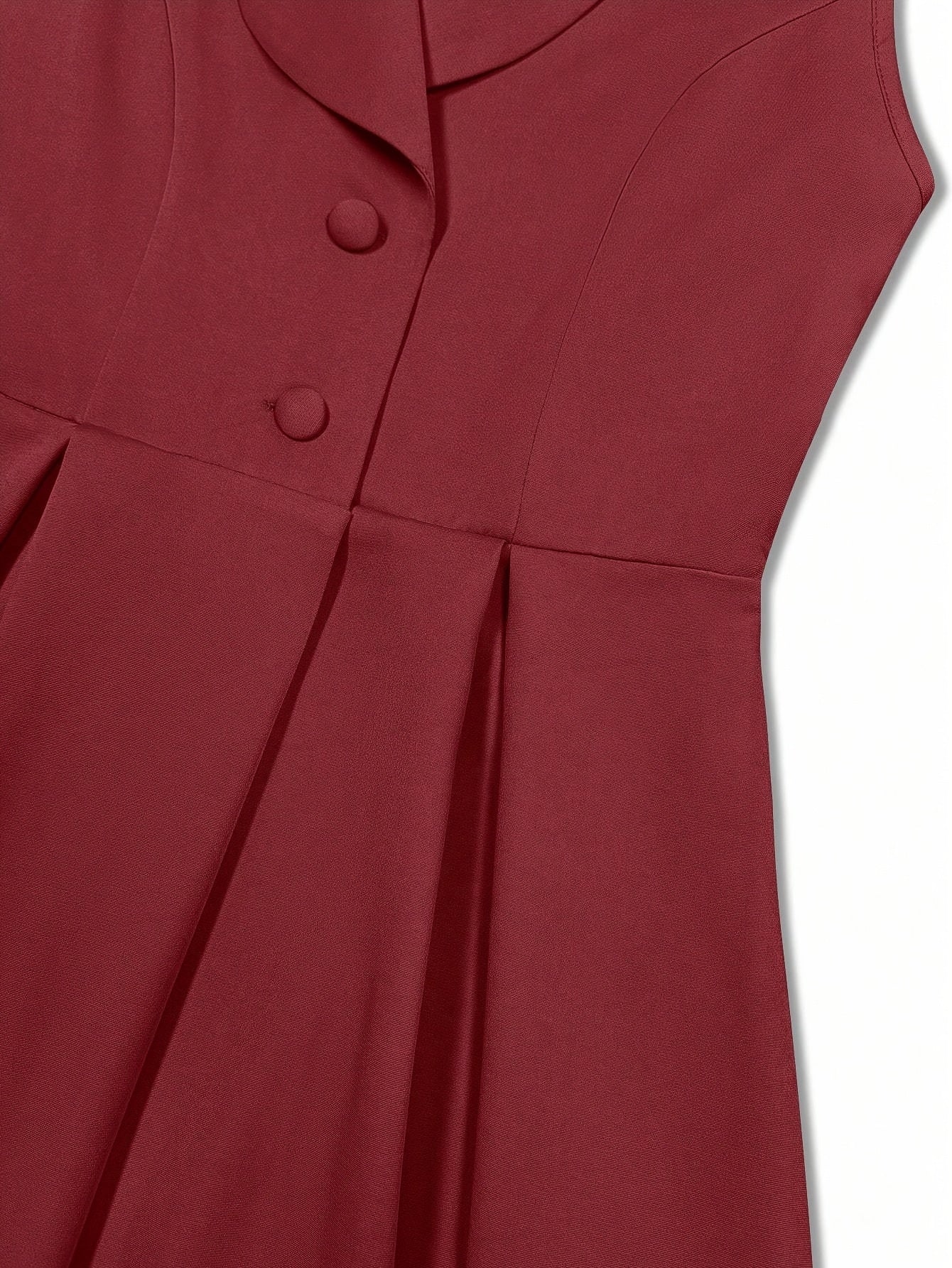 Women's Elegant Slim Fit Sleeveless V-Neckdress - Button-Up Front, Non-Stretchy Formal & Casual Outfit for Office, Party, Vacation - Machine Washable Women's Clothing, Party Attire, Timeless Fashion Piece, Smooth Fabric Finis