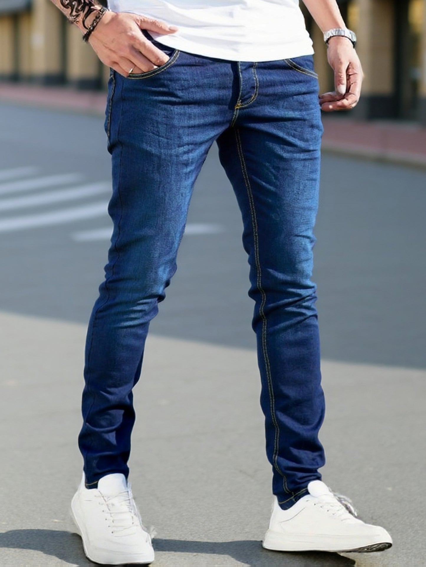 3 Packs - Fashionable Men's Slim Jeans - Stretch Jeans for Men - Classic And Versatile for All Seasons, Allseason Pants, Casual Wear, Slimfit Trousers, Timeless Design, Comfortable Fit, Midstretch Fabric, Office Casual, Stree