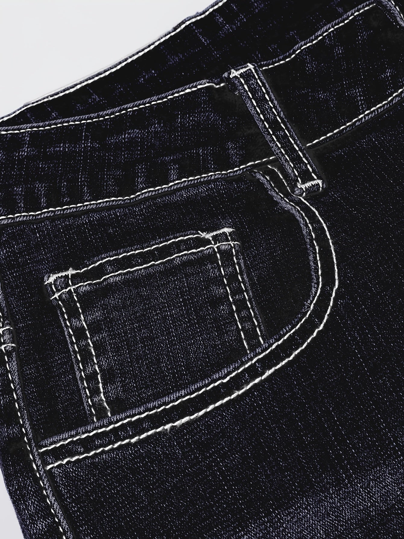 Mens Jeans with Elastic Distressed Embroidery, Slim Fit And Slimming Effect, Deep Blue Distressed Mens Clothes, Suitable for All Seasons