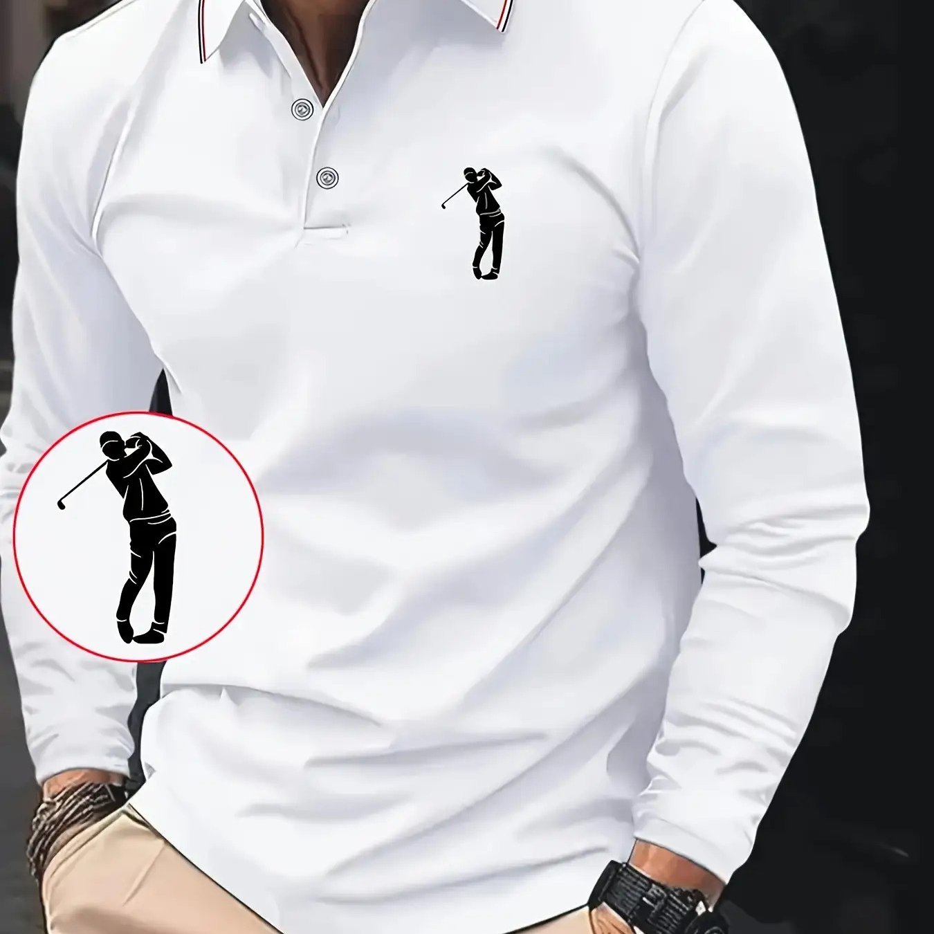 Men's -Inspired Long Sleeve Dress Shirt - Bright Blue with White Player Print & Red/White Striped Collar, Breathable Slim Fit, Machine Washable, All-Season Casual & Semi-Formal Wear with Swing Button Placket - Ideal for Outin