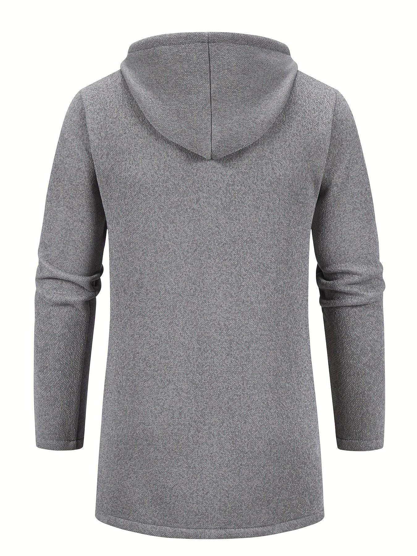 Men'S Fleece-Like Warmth Hooded Cardigan Jacket - Mid-Length Zipper Front Windbreaker Coat with Full-Zip Closure, Loose Fit Long Sleeve Winter Outerwear, Polyester Shell & Pockets for Casual & Semi-Formal Outfits (Autumn/Wint