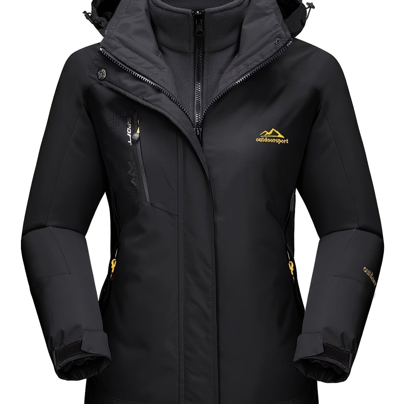 Women'S 3-in-1 Winter Coats Snow Ski Jacket Fleece Lined Winter Jacket Parka Windproof Hiking Hooded Coat Multi-pocket Winter Camping Parka Wear Resistant Snowboarding Warm Fleece Jacket