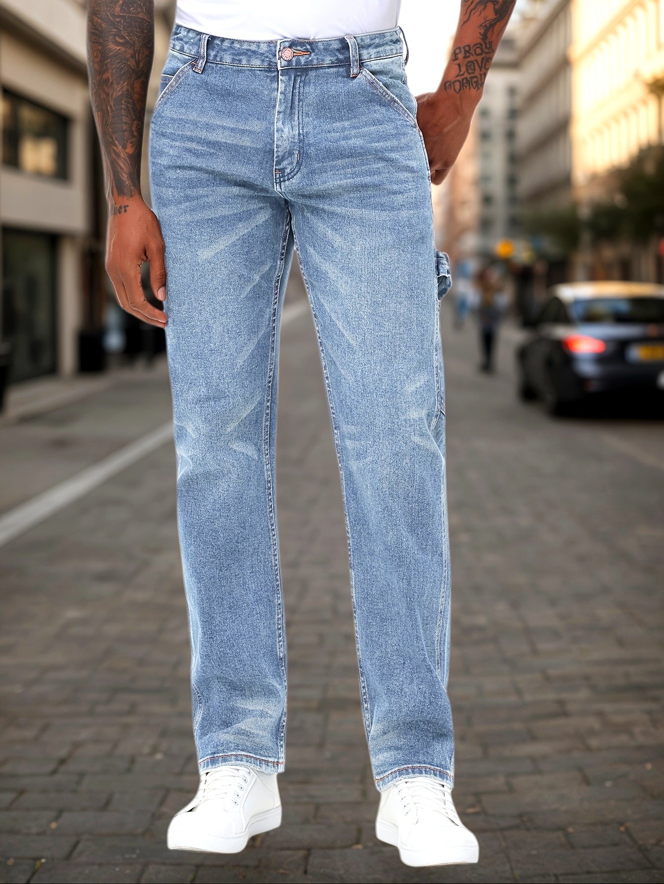 Men'S Regular Fit Stretch Carpenter Pants Durable Comfortable Utility Work Jeans For Daily Wear