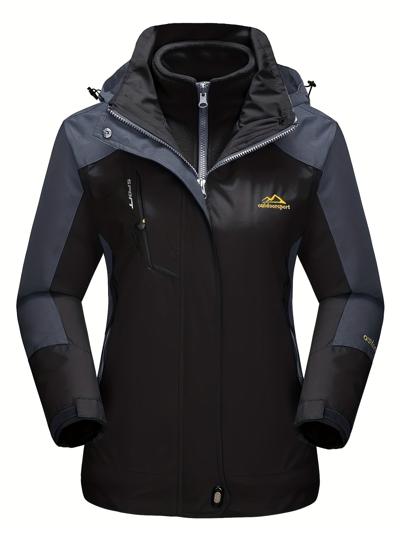 Women'S 3-in-1 Winter Coats Snow Ski Jacket Fleece Lined Winter Jacket Parka Windproof Hiking Hooded Coat Multi-pocket Winter Camping Parka Wear Resistant Snowboarding Warm Fleece Jacket