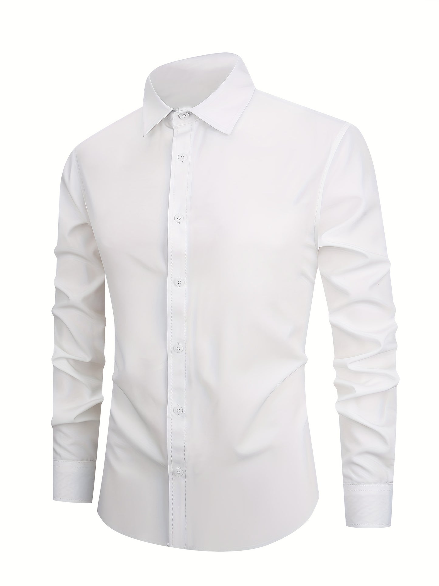 7pcs Set Men's Wrinkle-Resistant Non-Iron Shirts - Heavy-Duty Stretch Fabric Dress Shirts (, White, Black, Burgundy) - All-Season Office, Business & Casual Wear - Tummy Control Collared Button-Up Long Sleeve Button-