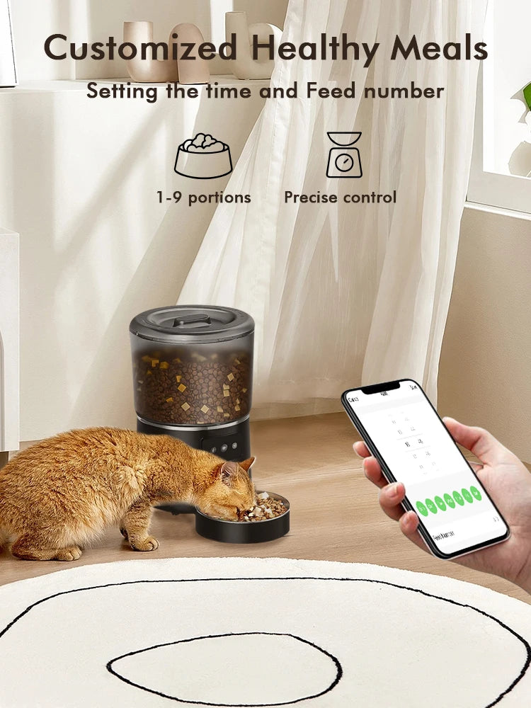 NPET 4L Smart Pet Feeder Automatic for Cats/Dogs with Stainless Steel Bowl - Customizable 1-9 Portions Food Dispenser with Timer