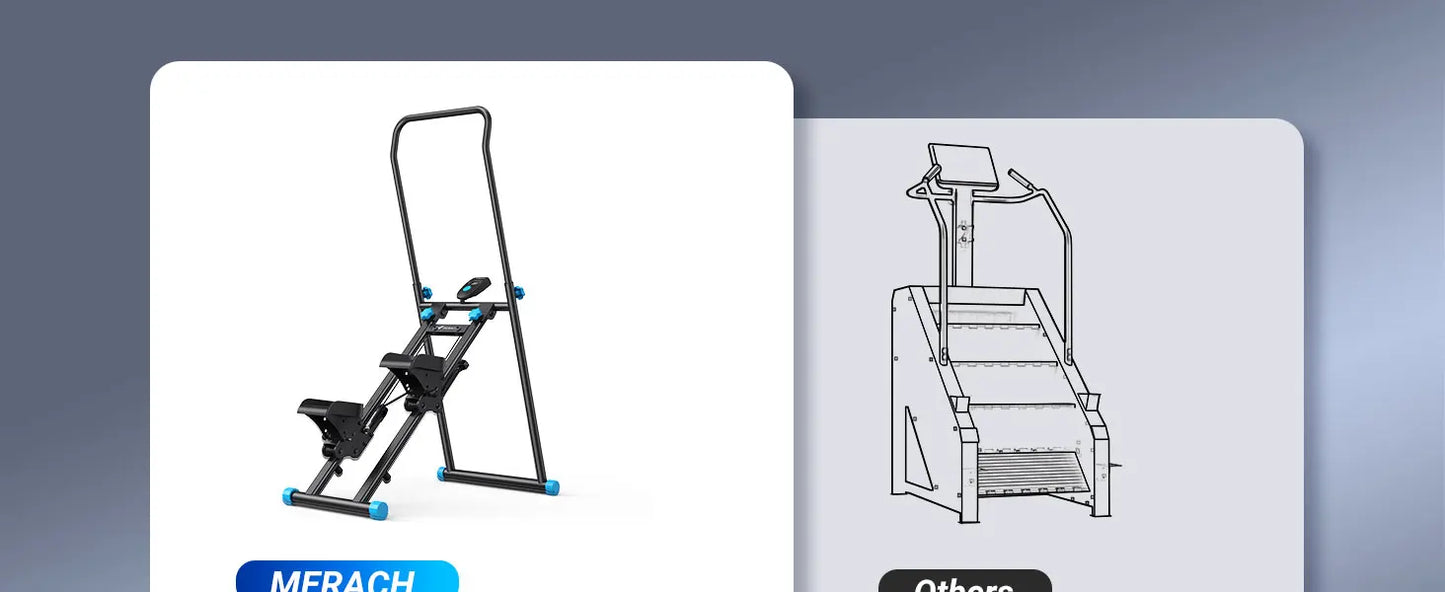 Merach Stair Stepper Home Gym Vertical Climber Compact Folding Full Body Workout Cardio Machine Black White Metal 300 Pounds Capacity