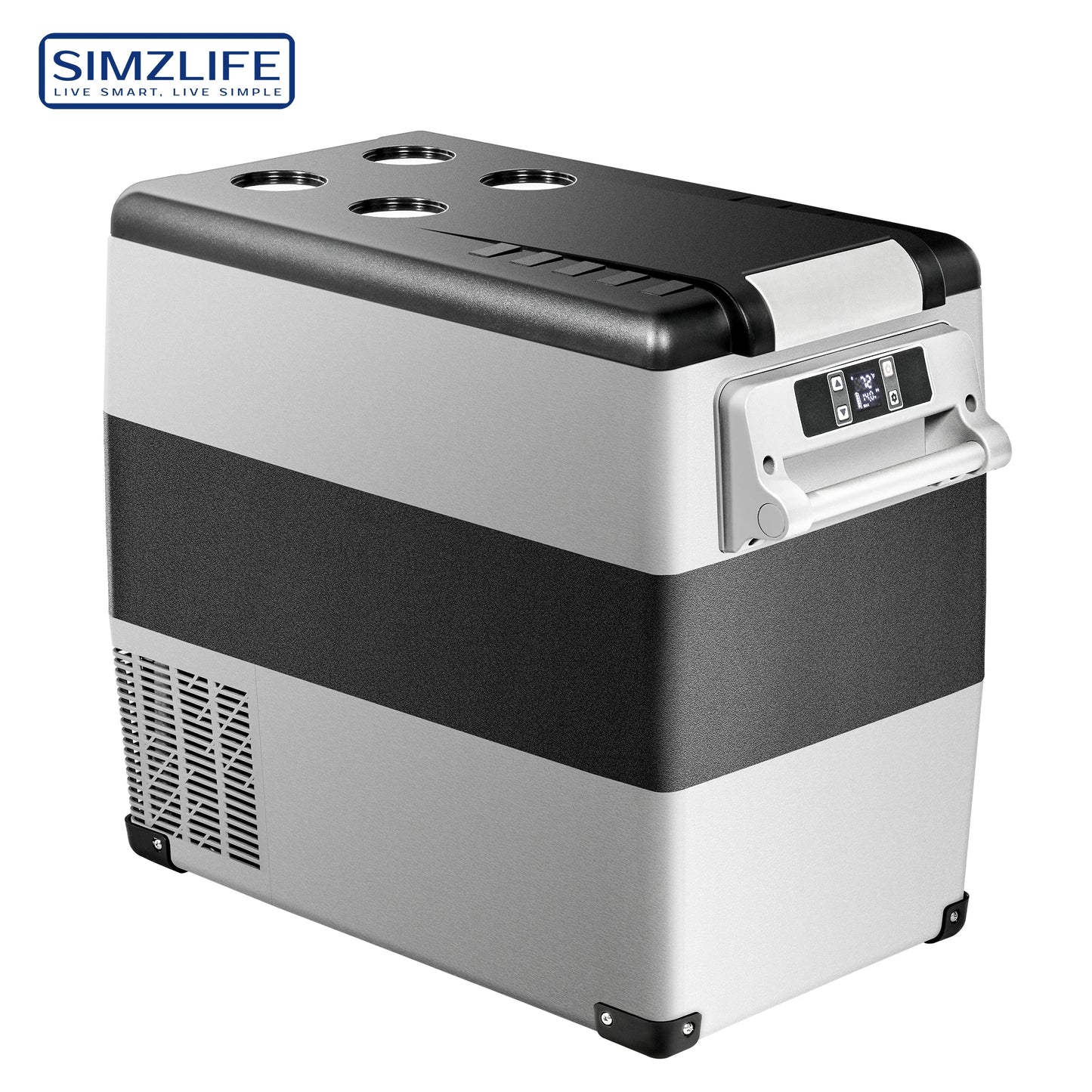 SIMZLIFE 55L Dual Zone Car Refrigerator 12/24V DC Portable Compressor Cooler Fridge Freezer for Camping Travel Truck