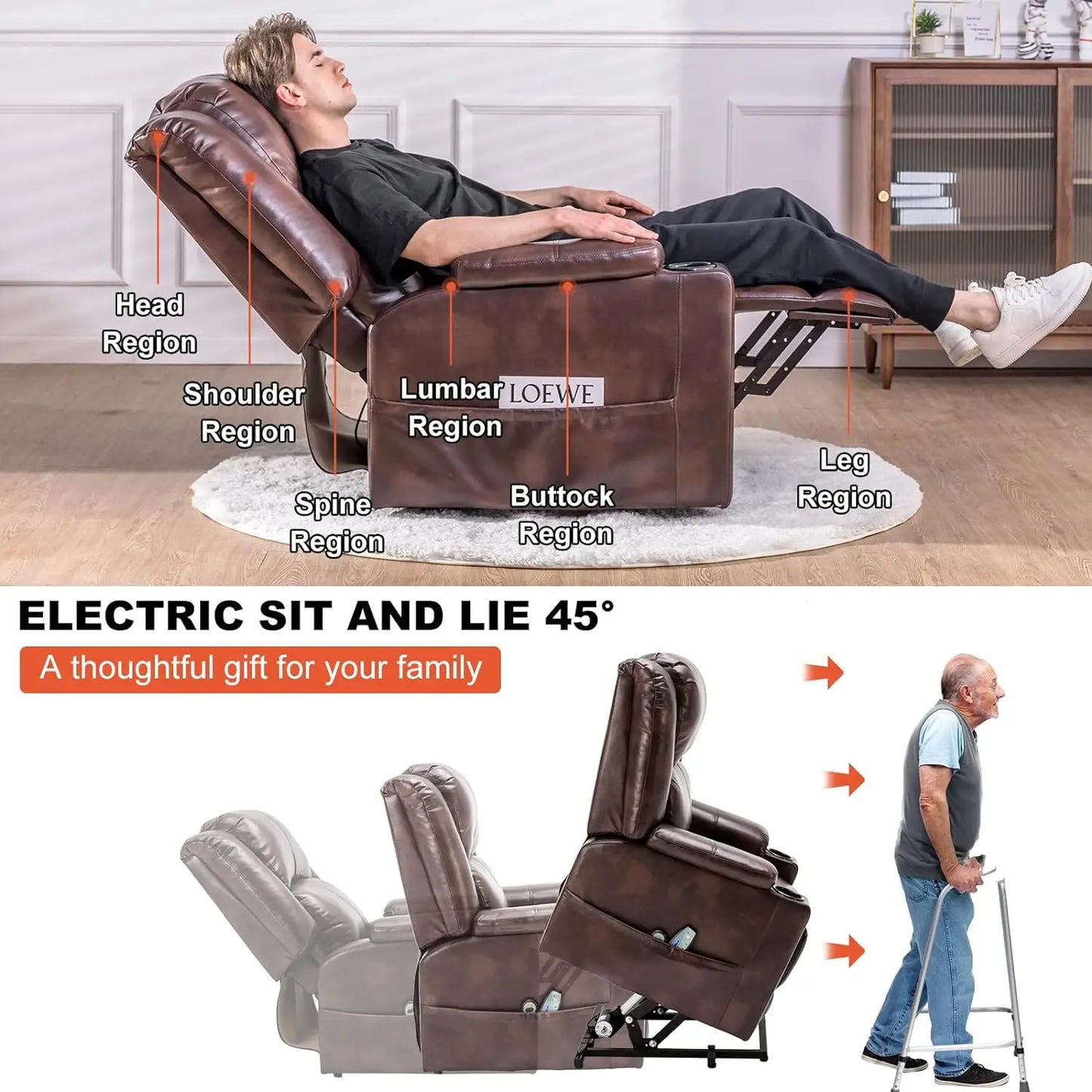 Comhoma Power Lift Recliner for Elderly with Heat Massage