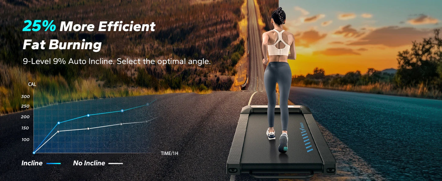 Merach Quiet Portable Walking Pad Under Desk Treadmill with Magnetic Remote Control and LED Display Home Gym Electric Treadmill Black T14