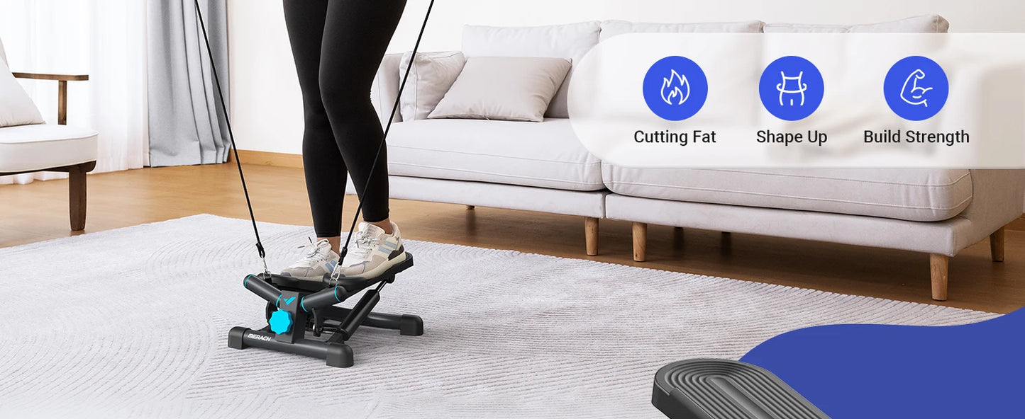 Merach Mini Stepper Black Twist Stair Stepper with Resistance Band 330 Pounds Capacity Fitness Equipment for Legs Muscles