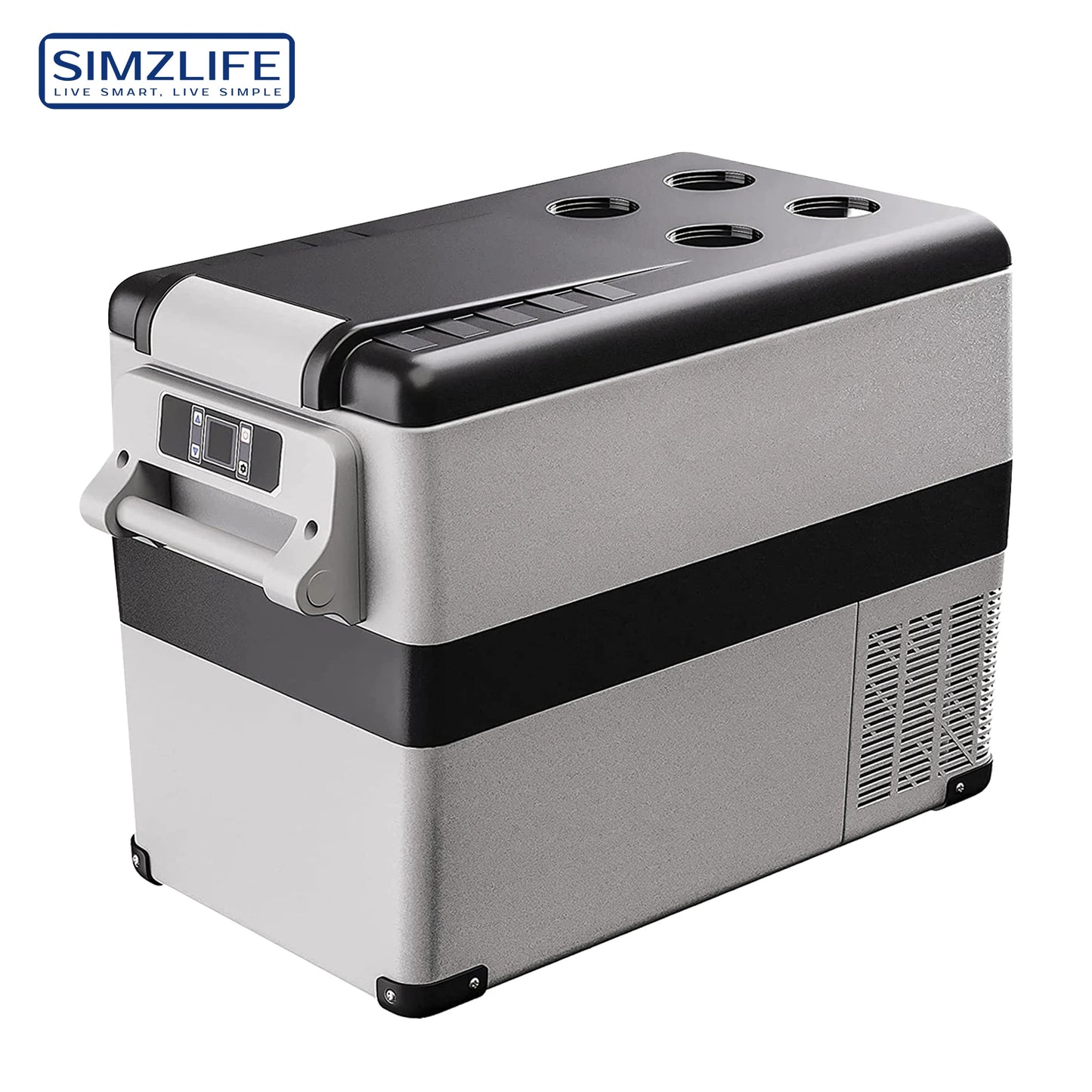 SIMZLIFE 55L Dual Zone Car Refrigerator 12/24V DC Portable Compressor Cooler Fridge Freezer for Camping Travel Truck