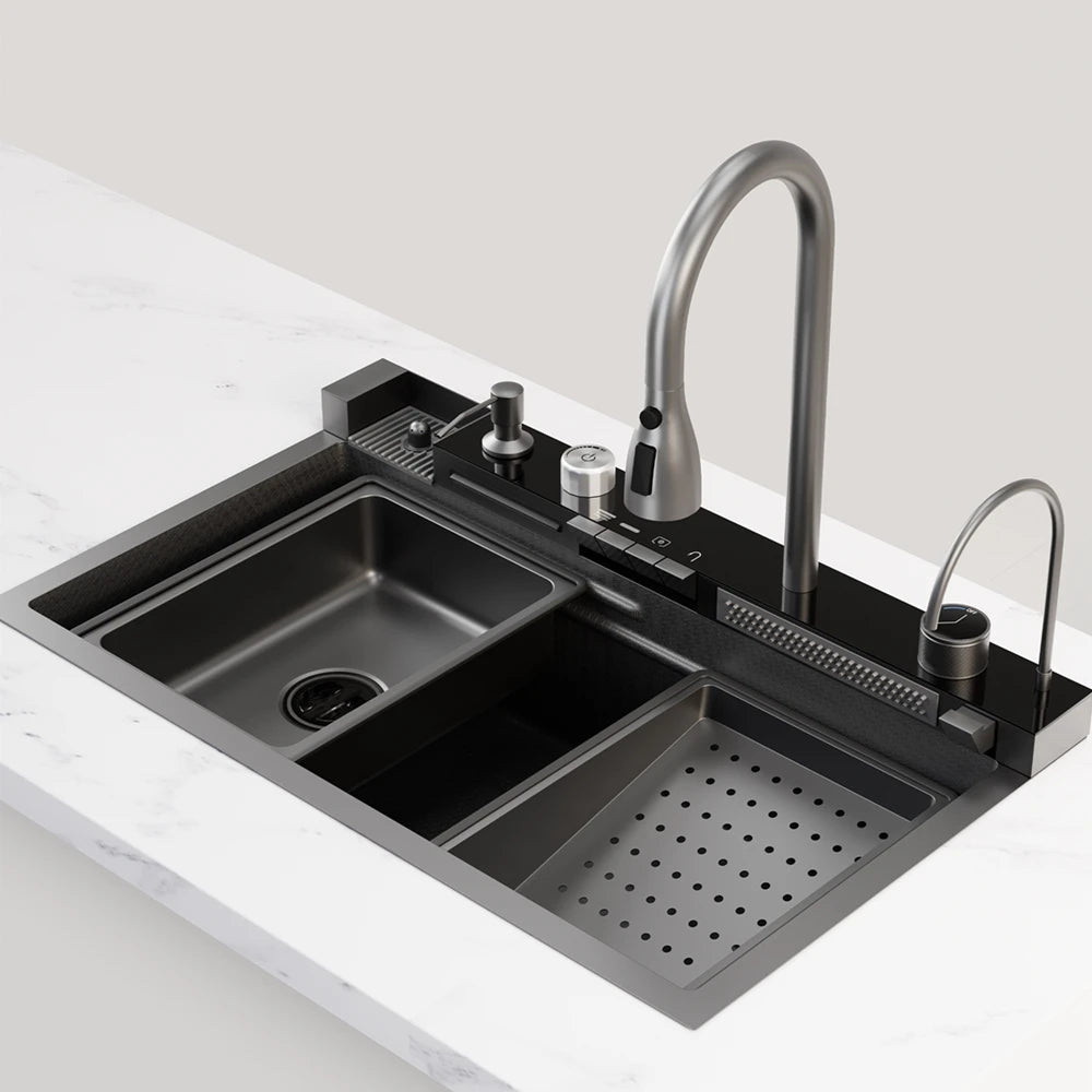 33x22 Inch Nano Black Household Kitchen Sink Workstation