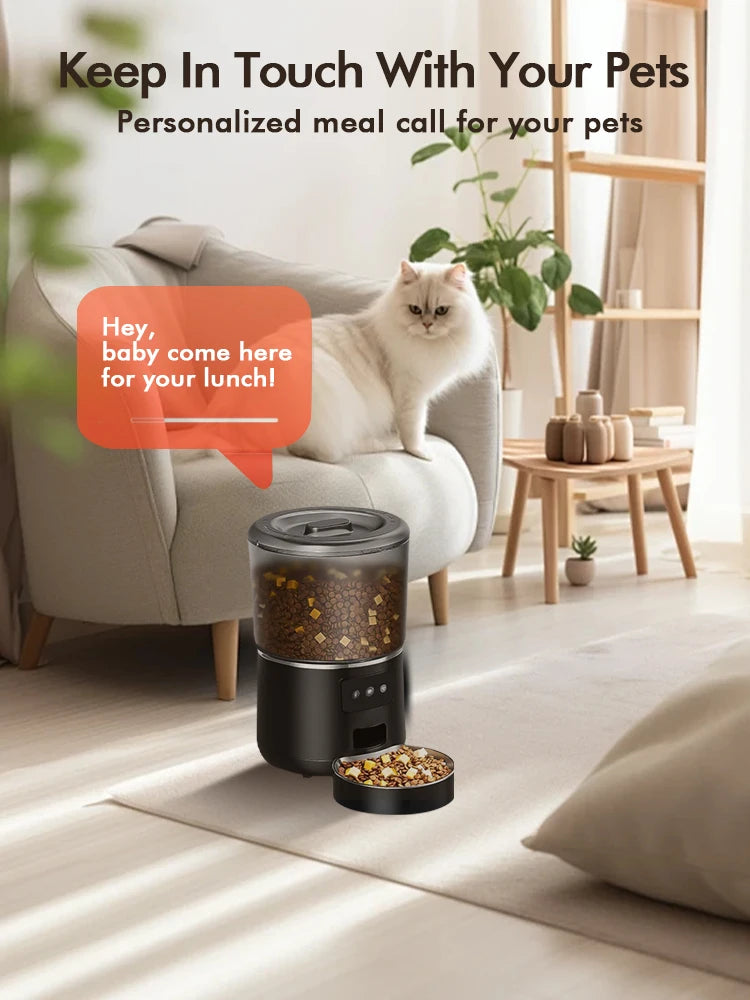 NPET 4L Smart Pet Feeder Automatic for Cats/Dogs with Stainless Steel Bowl - Customizable 1-9 Portions Food Dispenser with Timer