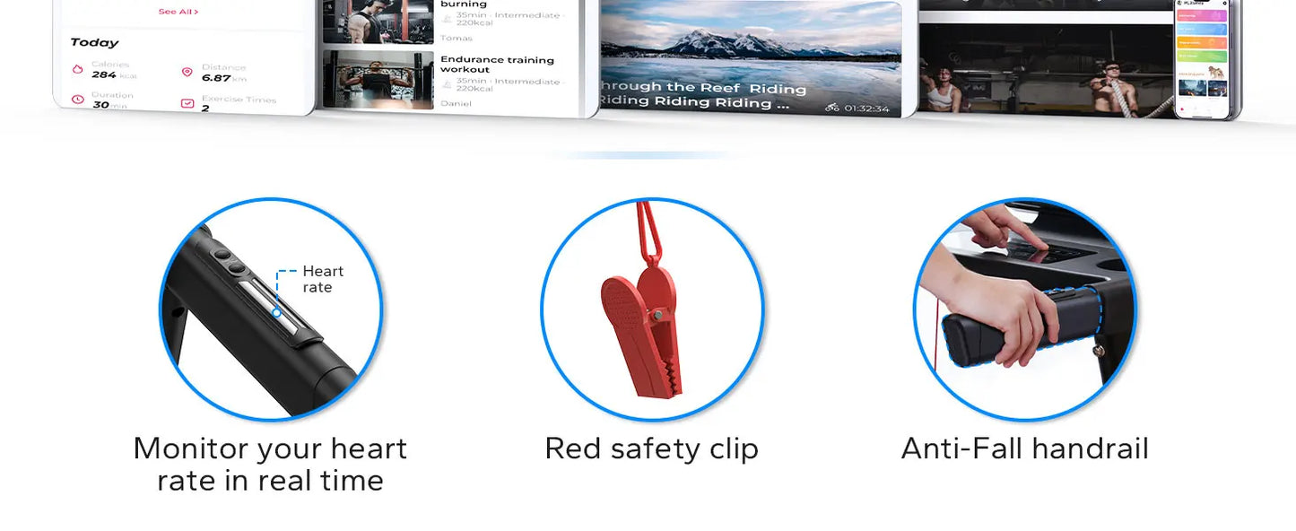 Merach Foldable Treadmill T12B1 Black Electric Home Use Multifunctional Double Deck Silicone Shock Cushion Heart Rate Monitoring