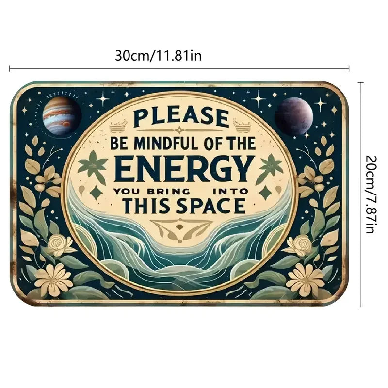 Retro Style Metal Sign 'Please Pay Attention to Energy' Room Decor Aluminum Sheet Metal Plaque Eye-catching Wall Art