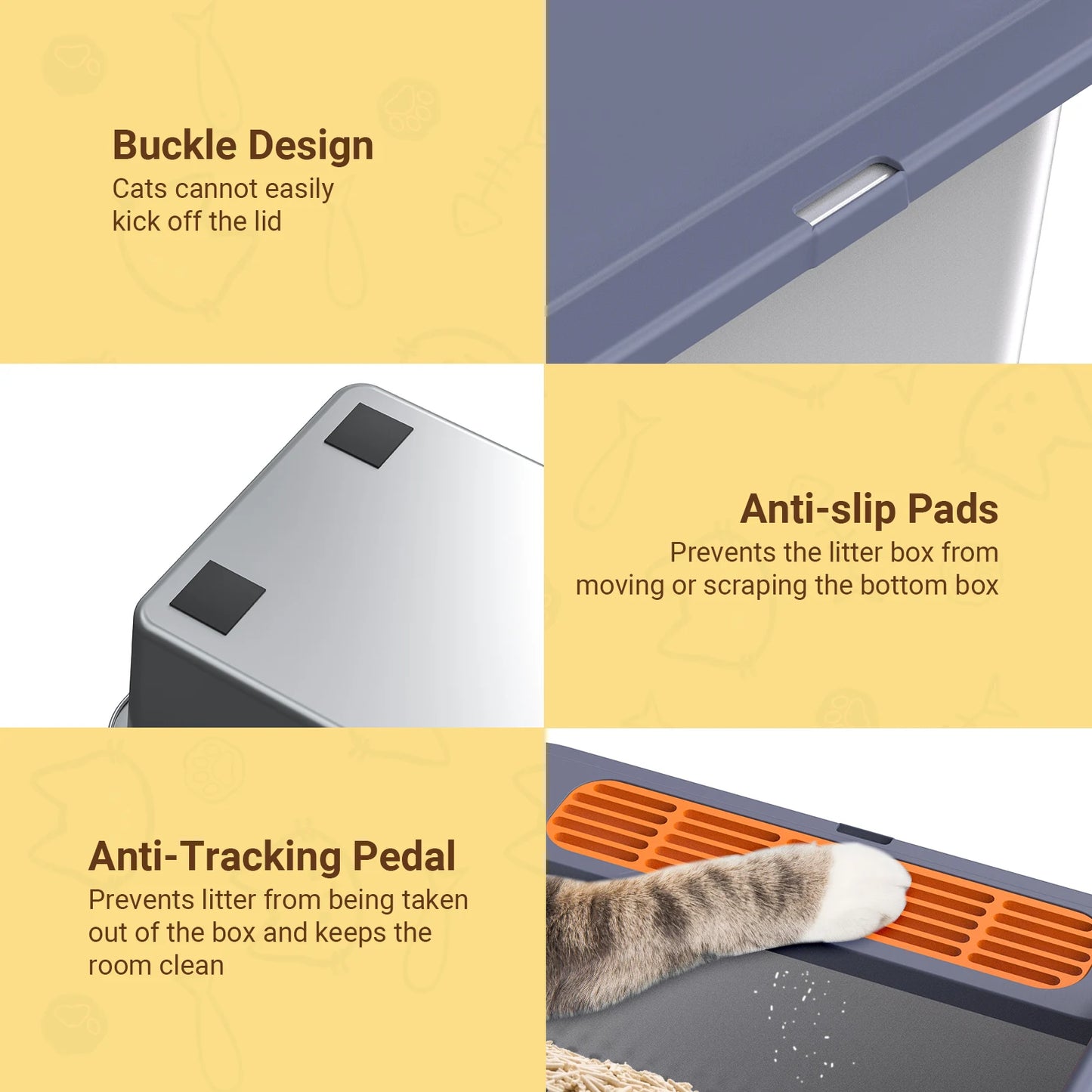 XL Stainless Steel Cat litter box, Sifting Cat Litter Box for Wood Pine Pellets, for big/fat cat, Ordor control, Easy Clean