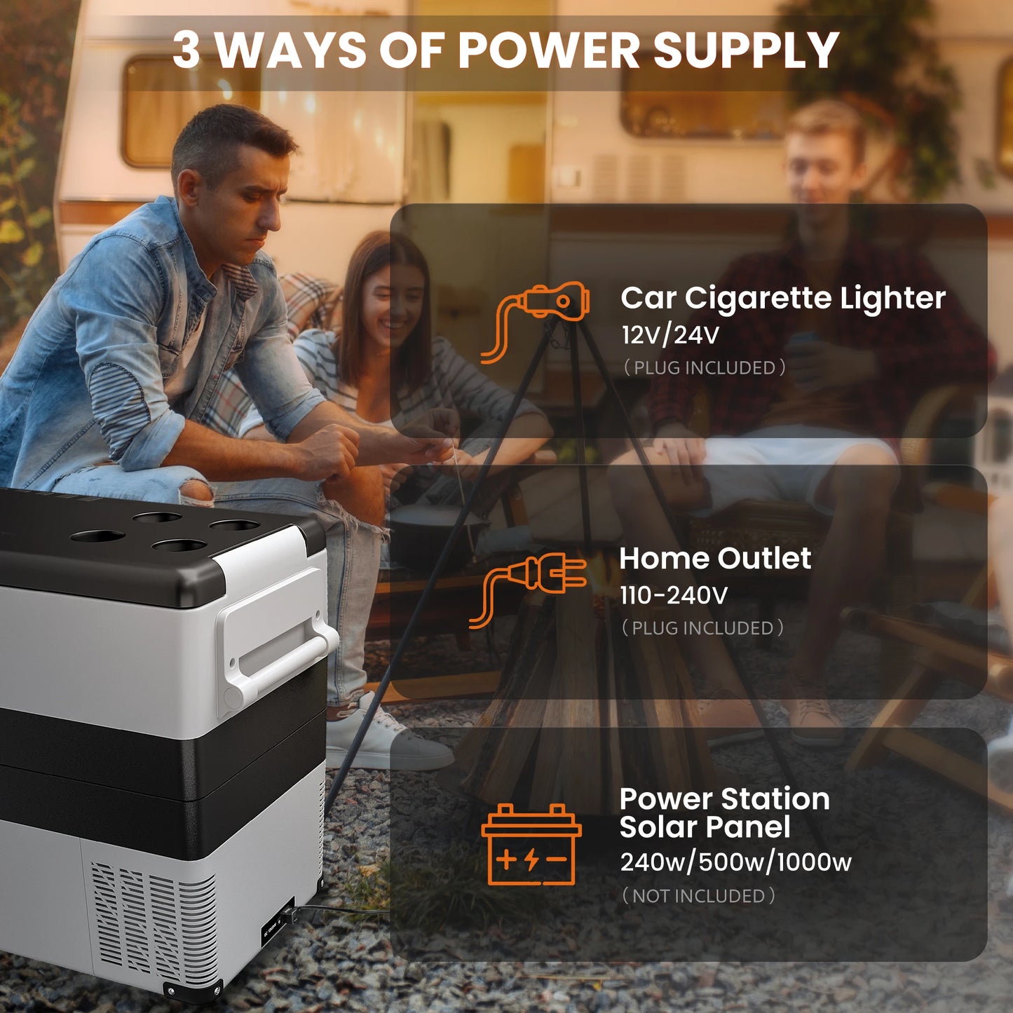 SIMZLIFE 55L Dual Zone Car Refrigerator 12/24V DC Portable Compressor Cooler Fridge Freezer for Camping Travel Truck