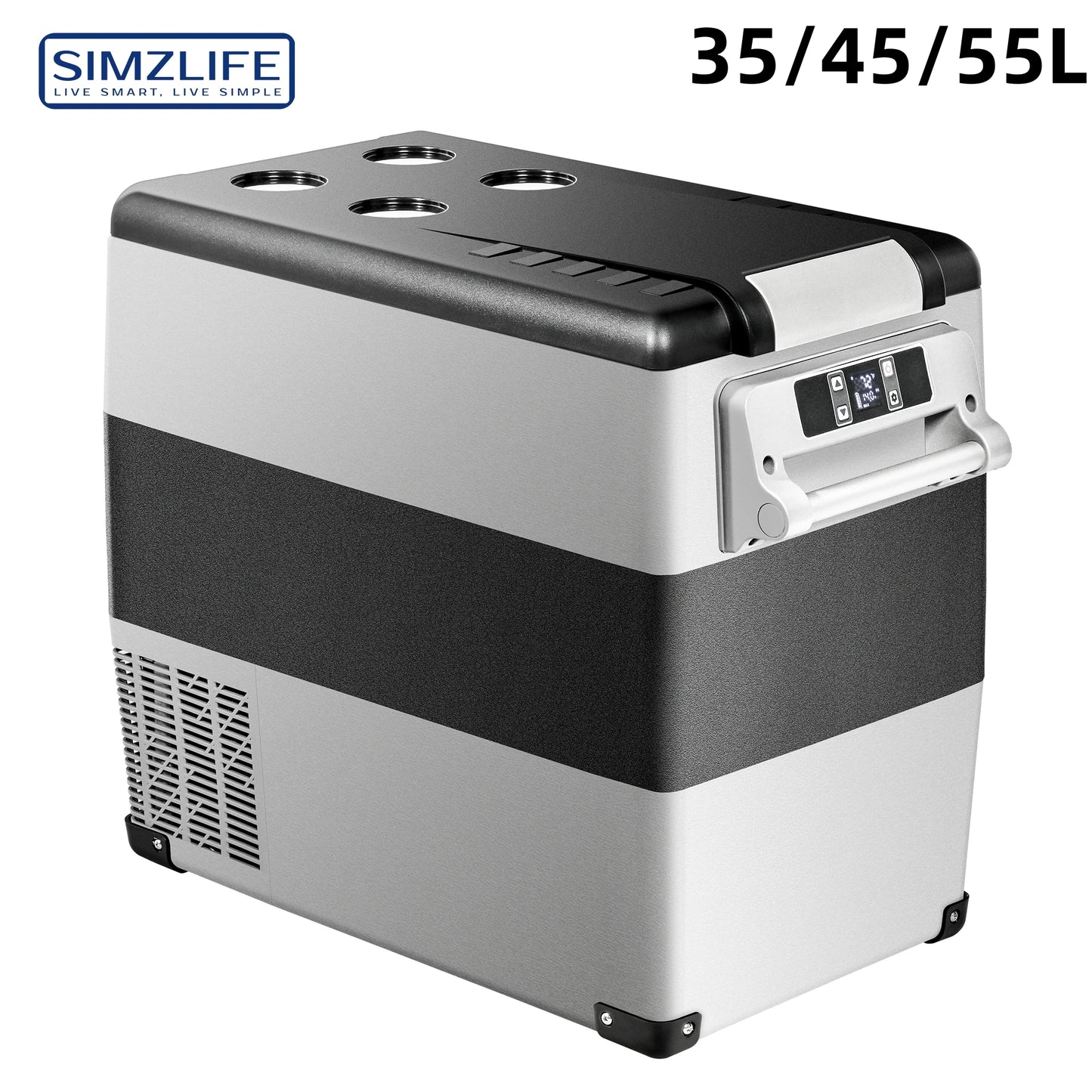 SIMZLIFE 55L Dual Zone Car Refrigerator 12/24V DC Portable Compressor Cooler Fridge Freezer for Camping Travel Truck