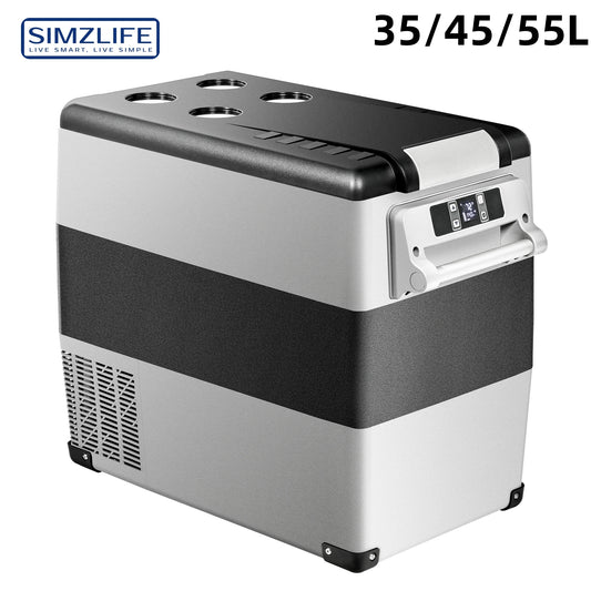 SIMZLIFE 55L Dual Zone Car Refrigerator 12/24V DC Portable Compressor Cooler Fridge Freezer for Camping Travel Truck