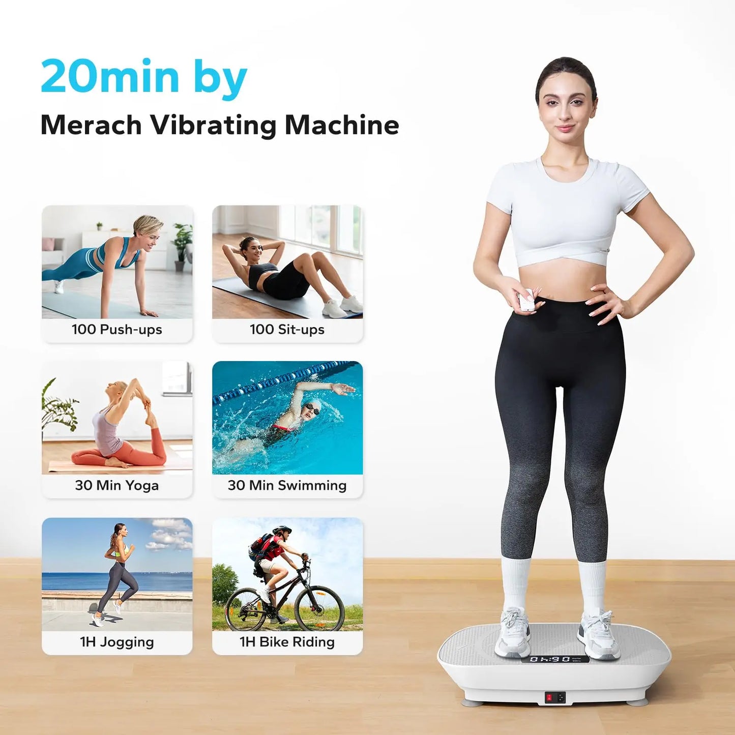 Merach Whole Body Vibration Plate Exercise Machine Power Vibrate Fitness Platform for Weight Loss and Shaping Grey