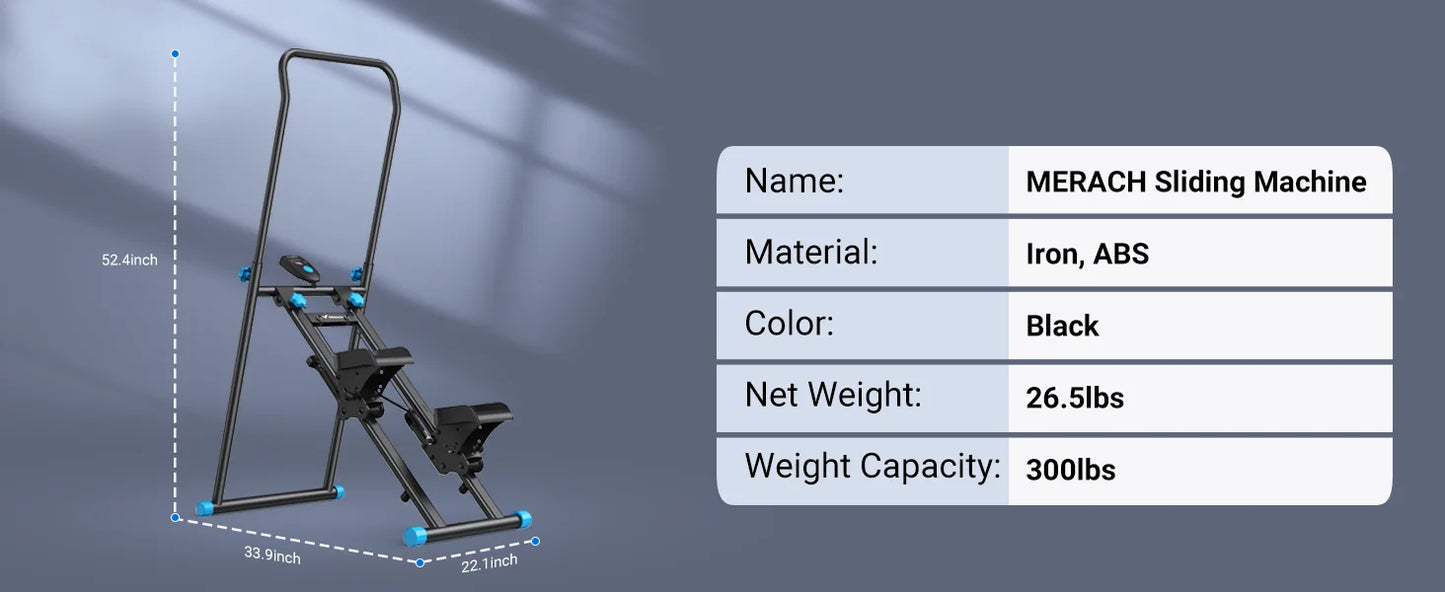 Merach Stair Stepper Home Gym Vertical Climber Compact Folding Full Body Workout Cardio Machine Black White Metal 300 Pounds Capacity