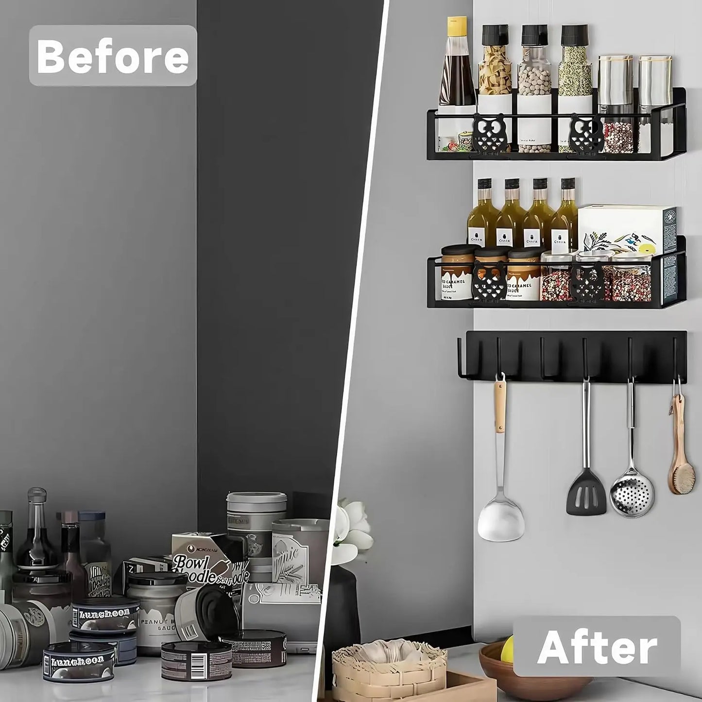 3 Pack Heavy-Duty Magnetic Spice Rack Moveable No Drilling Kitchen Organizer for Refrigerator Space Saving Storage