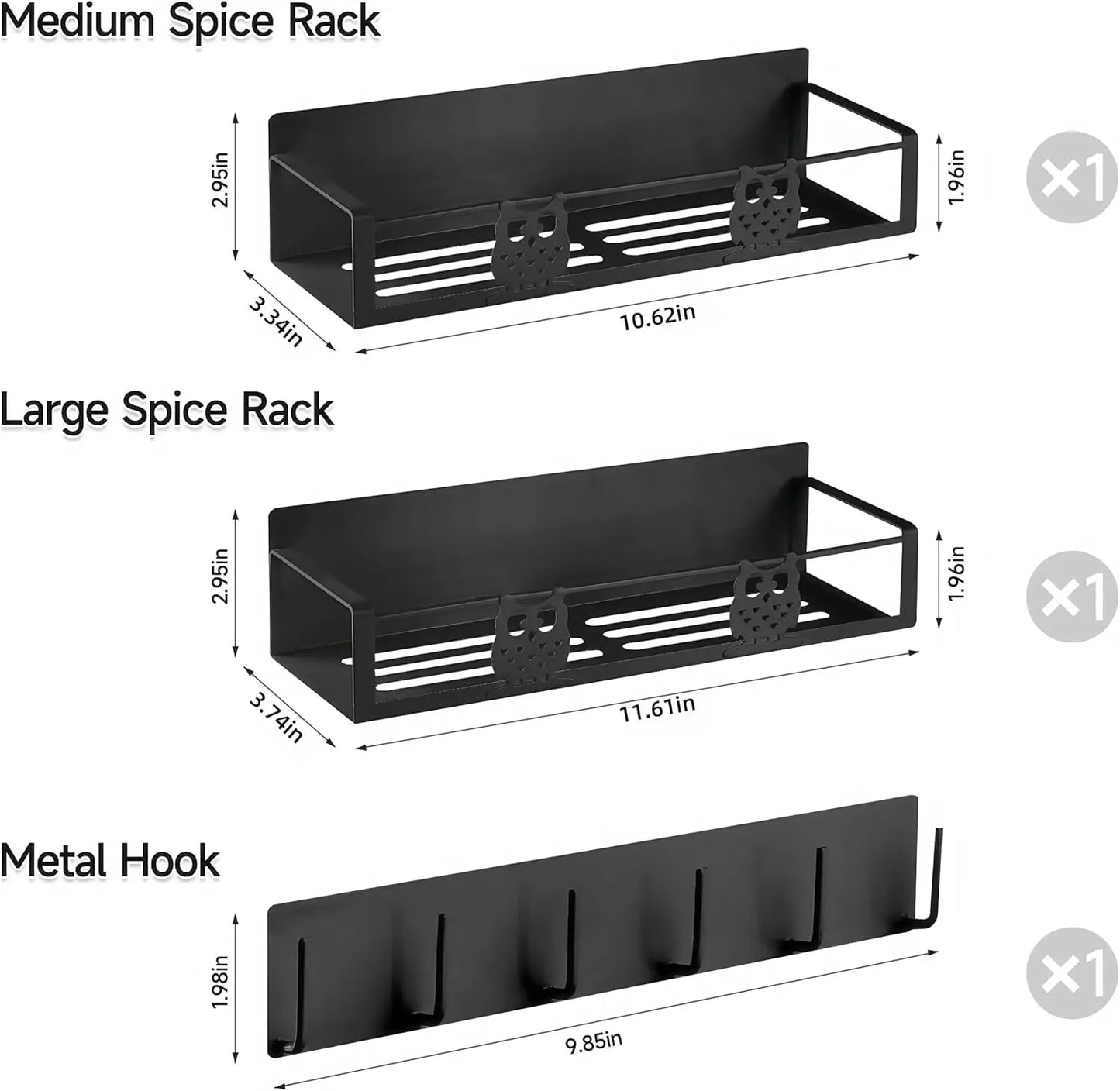 3 Pack Heavy-Duty Magnetic Spice Rack Moveable No Drilling Kitchen Organizer for Refrigerator Space Saving Storage