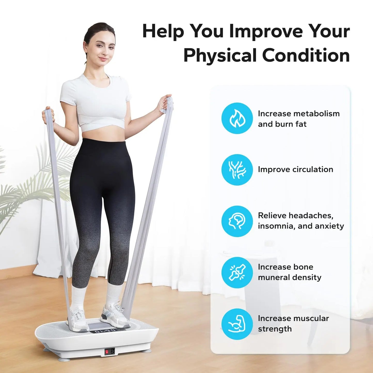 Merach Whole Body Vibration Plate Exercise Machine Power Vibrate Fitness Platform for Weight Loss and Shaping Grey