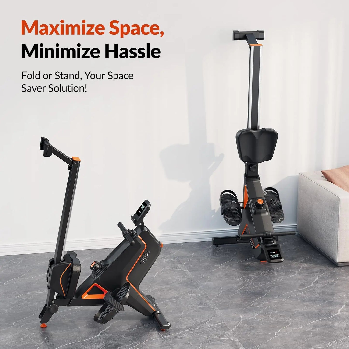 Utryup R05 Water Rower Magnetic Rowing Machine 16 Levels Quiet Resistance Foldable Compact Home Gym Fitness Equipment Black