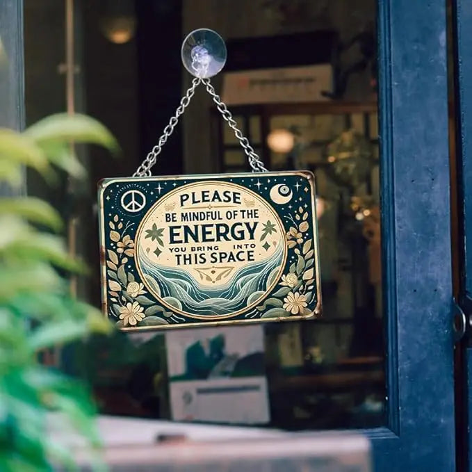 Retro Style Metal Sign 'Please Pay Attention to Energy' Room Decor Aluminum Sheet Metal Plaque Eye-catching Wall Art