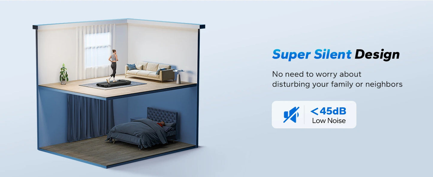 Merach Quiet Portable Walking Pad Under Desk Treadmill with Magnetic Remote Control and LED Display Home Gym Electric Treadmill Black T14